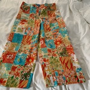 Fun floral multi colored cotton pants